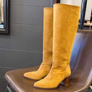 Tan Suede Knee-High Boots
